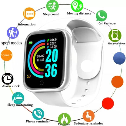 Y68 and 116Plus Fitness Smart Watch with Silicone Wristband, Circular Touch-Button Control and App Setup, Everyday Activity Tracking and Message Reminder References
