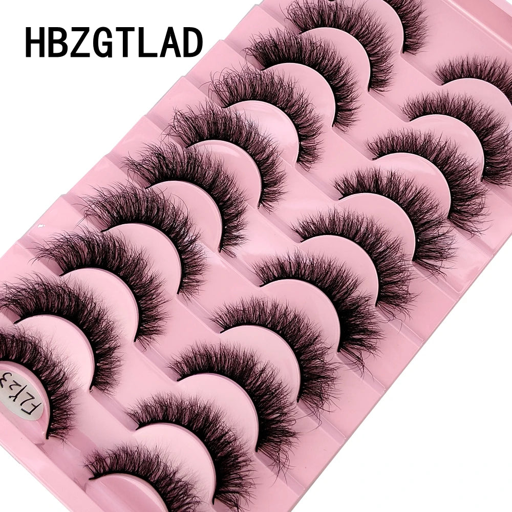 Faux Mink Strip Eyelashes in Ten-Pair Style Options, Synthetic Lash Fibers with Black Cotton Band Reference and Eighteen Codes for Everyday or Occasion Makeup
