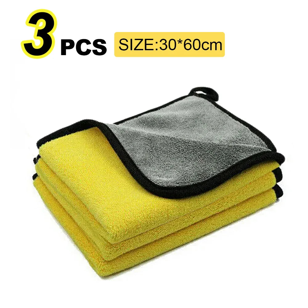 Car Detailing Microfiber Towels in Yellow, Soft Absorbent Polyester Cleaning Cloths with T054 and T056 Options in 1, 3 or 5 Pieces for Vehicle and Window Care