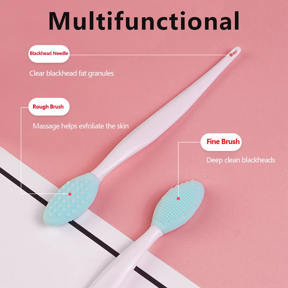 Silicone Face Cleansing Brush for Face and Nose Washing, Skincare Exfoliating Tool with Replacement Head Wording, Single and Four-Piece Color Options