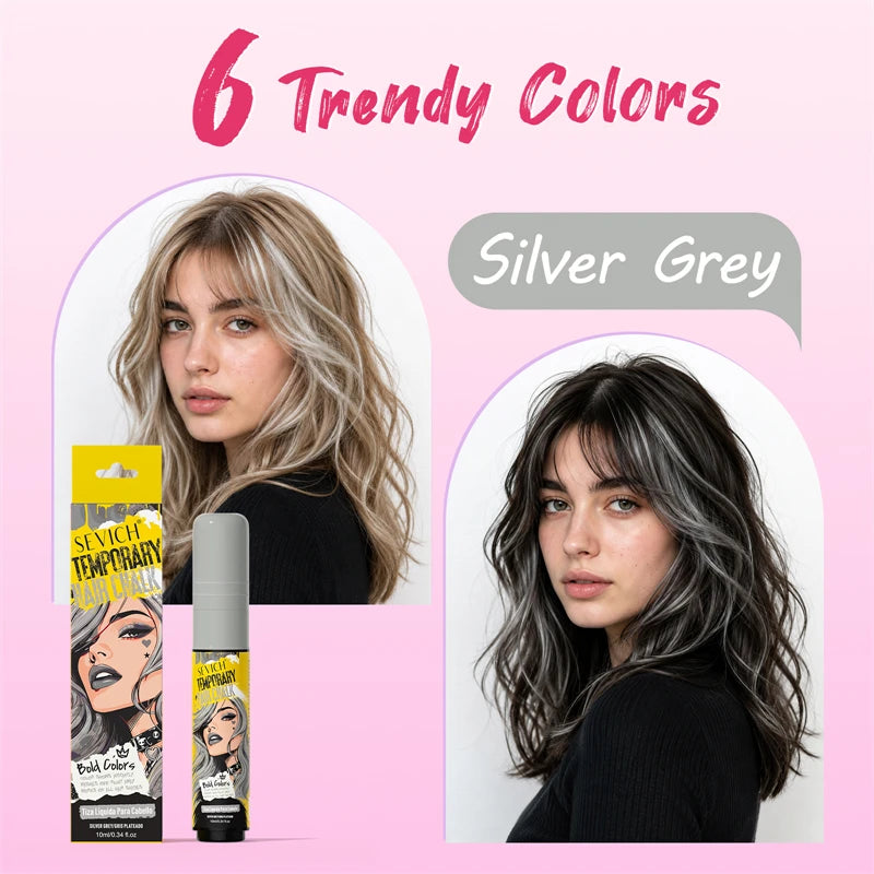 Temporary Hair Color Chalk for Washable Highlights, 10ml Single-Color and Six-Color Set Options for Halloween, Cosplay and Holiday Party Styling
