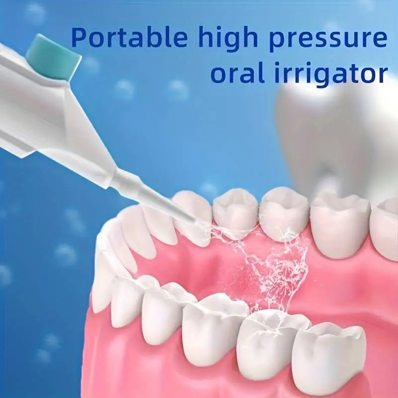 Manual Oral Irrigator with Portable Plastic Design, Hand-Operated Water Flosser in Black, Blue or Pink for Everyday Home and Travel Oral Care Routines