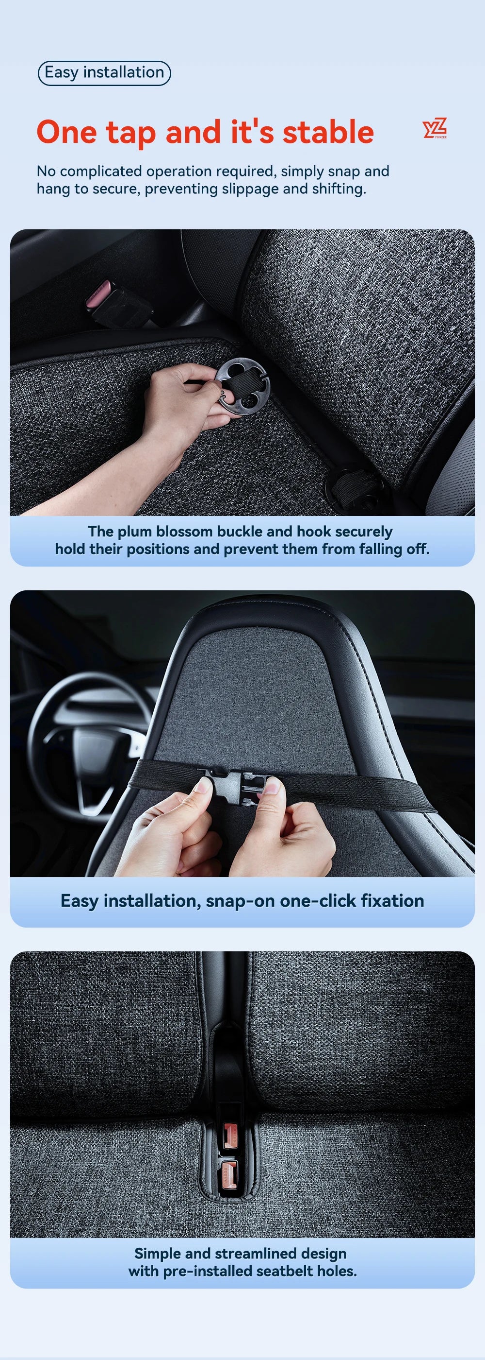 Car Seat Cushion Pads Listed for 2026 Tesla Model YL Six-Seat Layout, YZ Mesh Composite Fabric with Linen and Ice Silk References, Row-Specific Pack Options