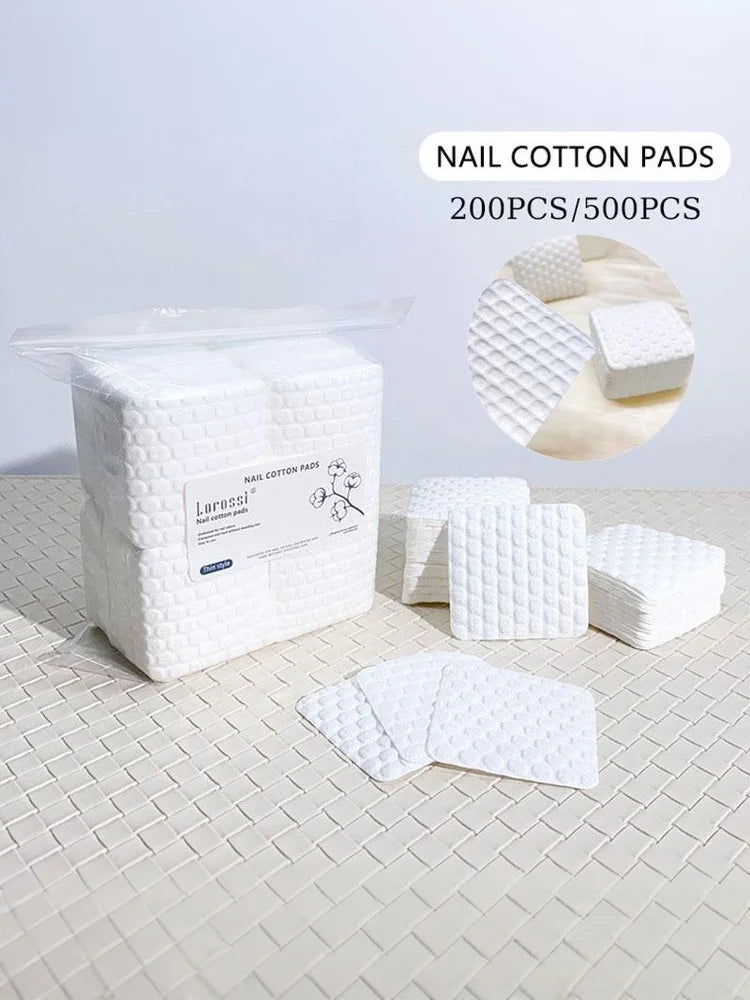 Square Nail Cotton Wipes with Listed 5 x 5cm Pad Size in 200 or 500-Piece Bags for Compatible Nail Polish Removal, Gel Cleansing and Manicure Prep