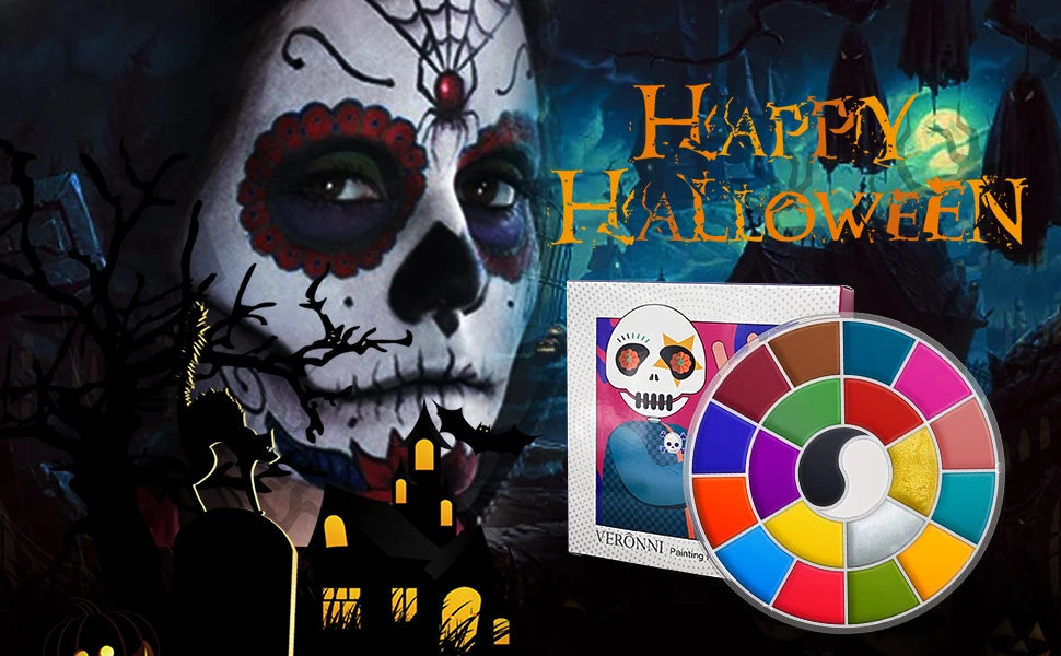 Oil Based SFX Face Paint and Makeup Kit Options with 42g or 96g Paint Labels, Brush Set Choices and Scar Wax References for Halloween and Stage Costumes