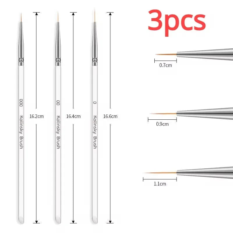 Nail Art Striping Brushes for Fine Lines and Detail Painting, 6–25mm Listed Liner Sizes with Individual and Set Options for DIY Manicure Designs