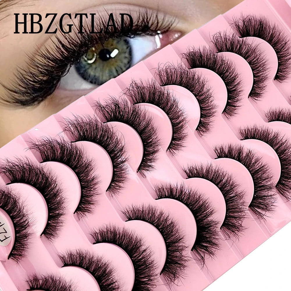 Faux Mink Strip Eyelashes in Ten-Pair Style Options, Synthetic Lash Fibers with Black Cotton Band Reference and Eighteen Codes for Everyday or Occasion Makeup