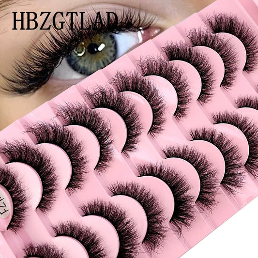 Faux Mink Strip Eyelashes in Ten-Pair Style Options, Synthetic Lash Fibers with Black Cotton Band Reference and Eighteen Codes for Everyday or Occasion Makeup