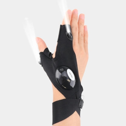 LED Flashlight Gloves with Adjustable Wrist Strap and Fingerless Design, Pair or Single Left and Right Hand Options for Adult Fishing, Camping and Repair Tasks