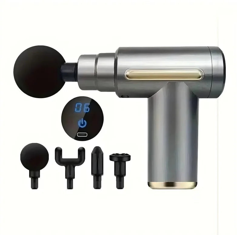 Mini USB-C Massage Gun with Adjustable Speed, Lightweight Handheld Percussion Design and Gray LCD Option for Everyday Home Relaxation
