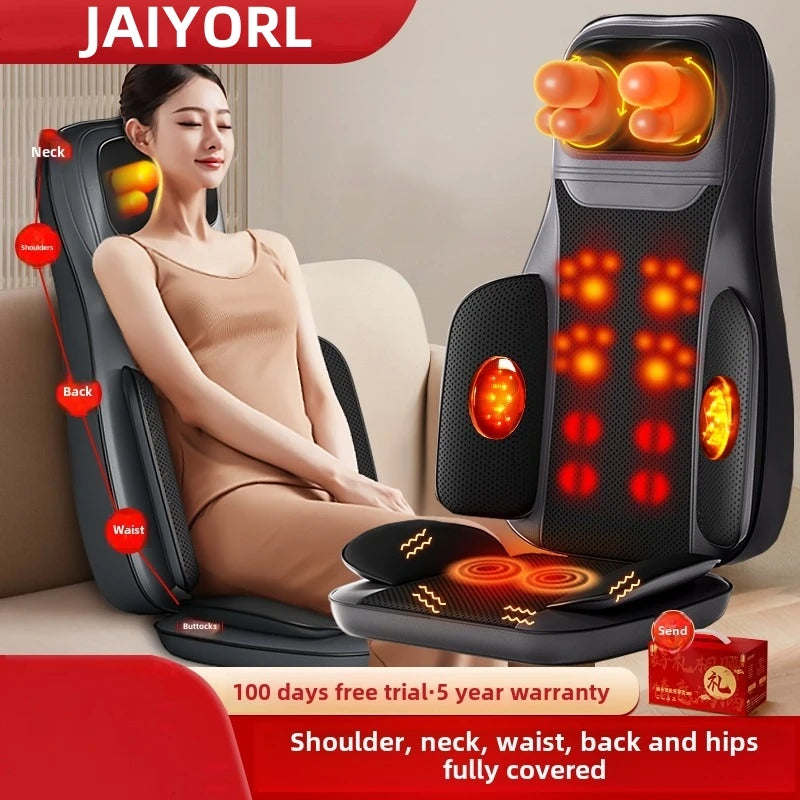 Massage Seat Cushion 5-in-1 Chair Pad with Listed Heat, Vibration and Kneading, US EU UK or AU Plug Options for Compatible Home Seating and Personal Massage Breaks