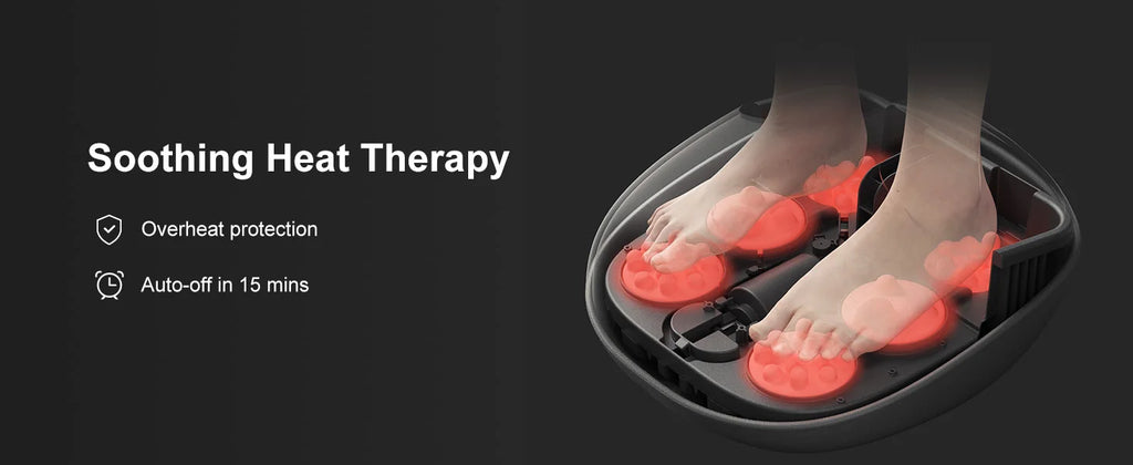 Medcursor Shiatsu Foot Massager with Heat and Roller Massage, Black MDFM400 Electric Foot Care Machine with US or EU Plug Options for Home Relaxation