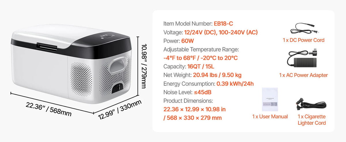 Portable Car Refrigerator by Succebuy, 15L–55L Compressor Cooler with Touch Panel and App Control, ECO and MAX Modes, 12V/24V DC Support for RV Camping and Road Trips