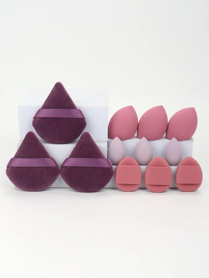 12-Piece Makeup Sponge and Powder Puff Set with Mini Air Cushion Puff and Beauty Egg References, 18 Color and Style Labels for Adult Cosmetic Application