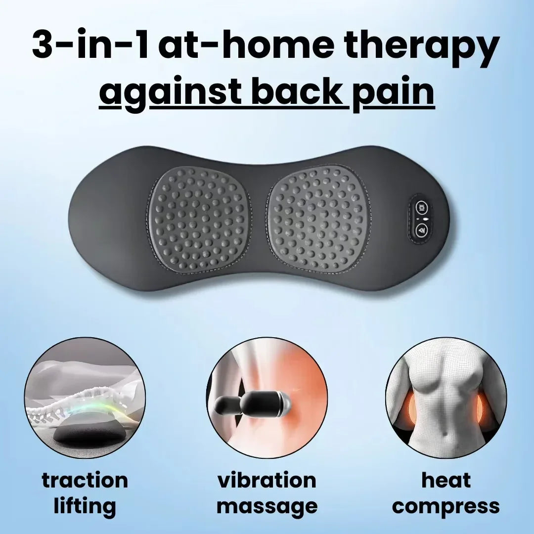 Heated Lumbar Massager with Vibration and Curved Back Support, 3-in-1 Electric Waist Pillow for Instruction-Guided Adult Home Relaxation Routines