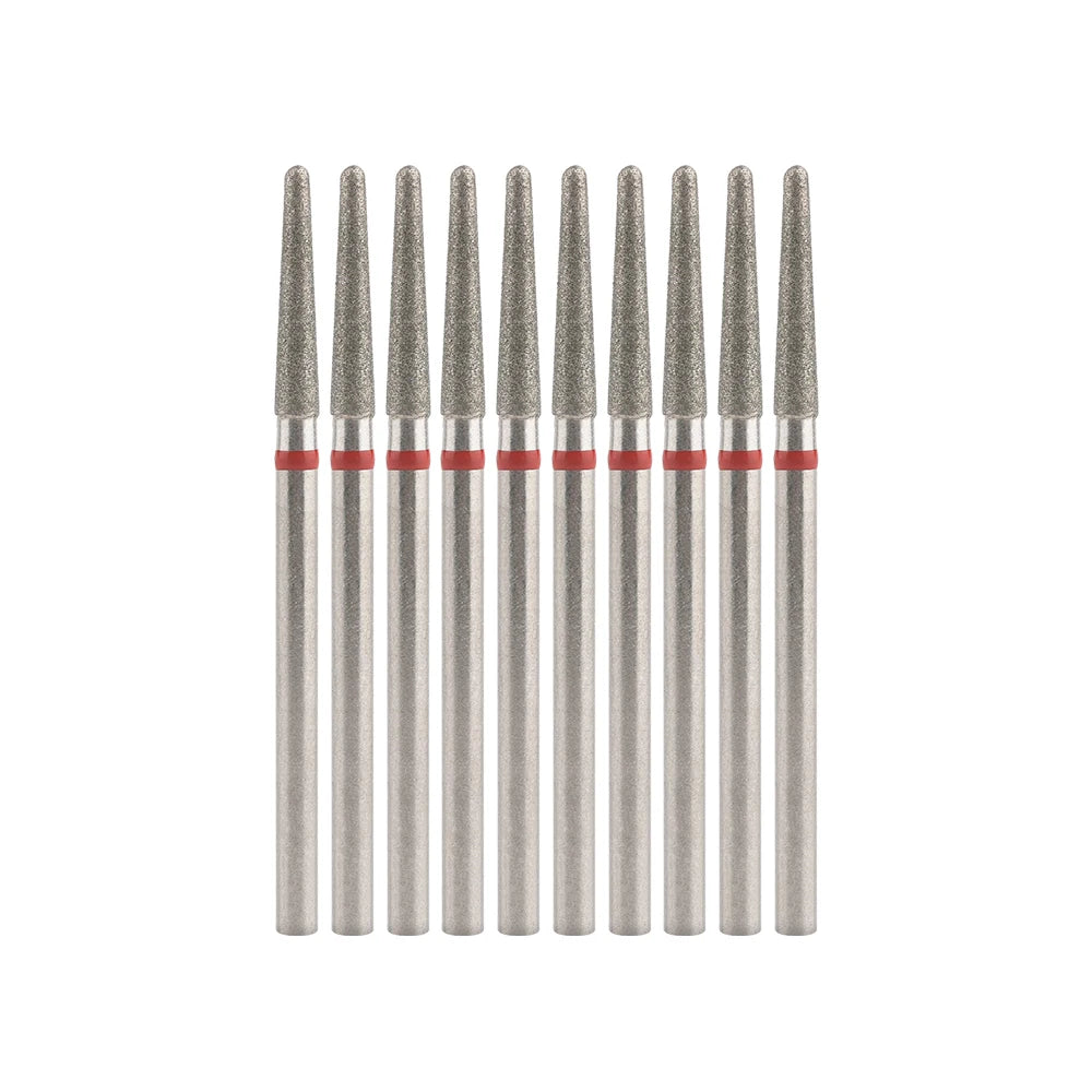 Diamond Nail Drill Bits, Listed 10-Piece Milling Accessories with 2.35mm Shanks, A-Series and Grade-Labeled Options for Professional Electric Manicure Filing
