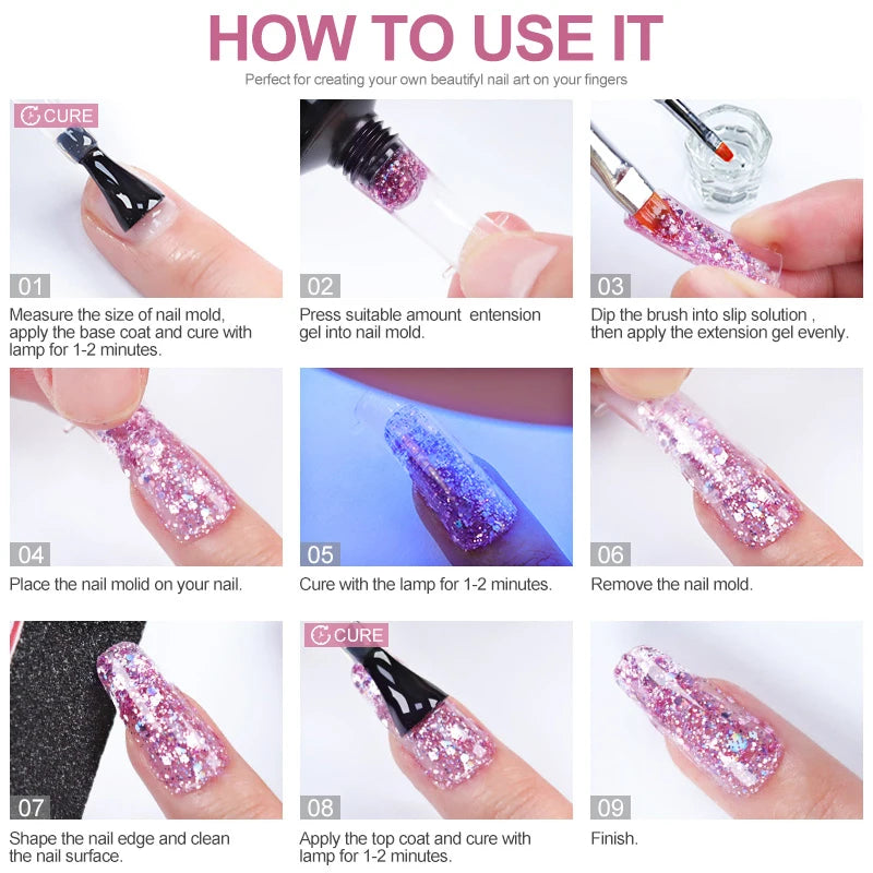 Poly Nail Gel Kit Options for Nail Extensions and DIY Manicure, Single, Three and Six-Piece Gel Selections with Listed 6W LED Lamp Set