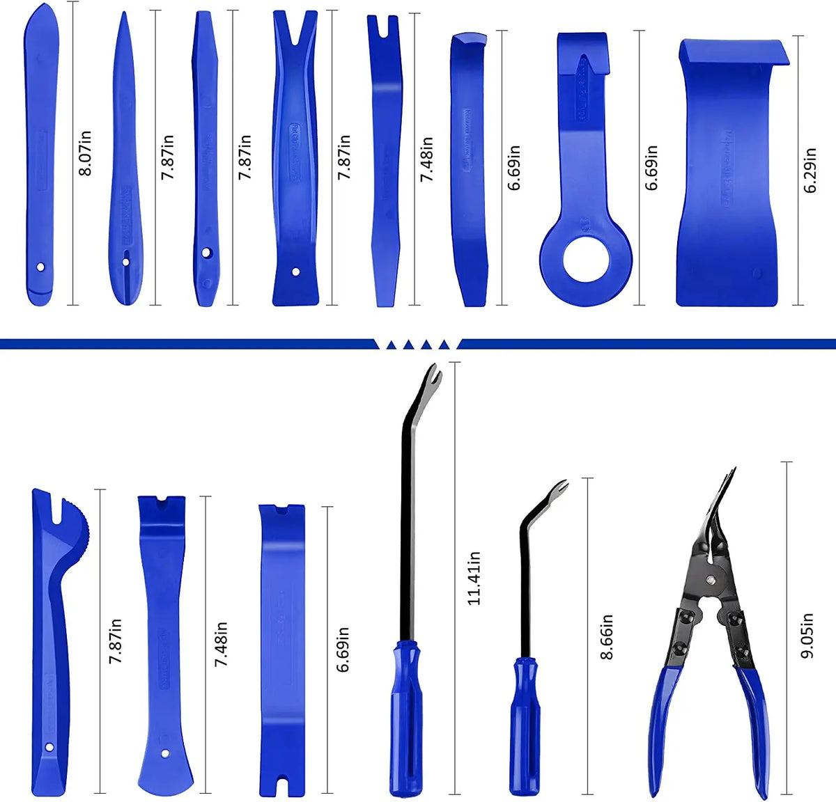 Car Interior Trim Removal Kit with Red or Blue 5, 11, 41 and 161 PCS Configurations for Compatible Door Panels, Stereo Surrounds and Fastener Release Tasks