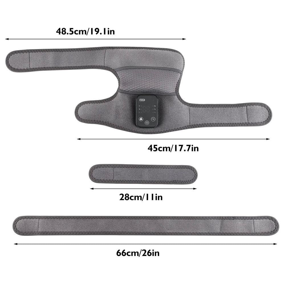 Rechargeable Heated Knee Wrap with Vibration, Listed 4000mAh Battery, Three Heat and Three Massage Levels with Straps for Knee, Shoulder or Elbow Use
