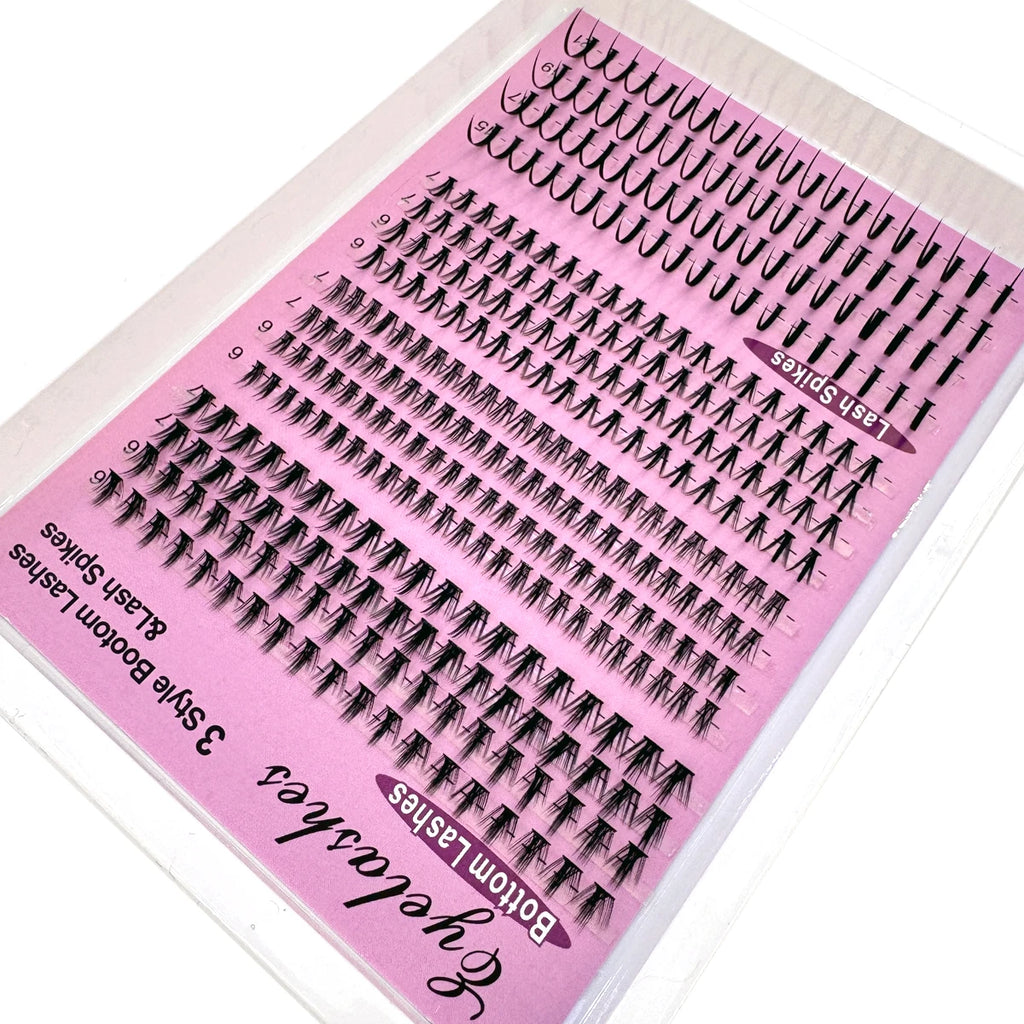 Bottom Lash Clusters and Individual Lash Spikes with 6–7mm and 15–21mm Length References, D Curl MIX Options in 12 or 16-Row Styles for Adult Manga Makeup
