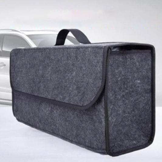 Felt Car Trunk Organizer, Grey Foldable Storage Bag in Listed 50 x 24 x 15 cm Size for Umbrellas, Gloves, Tools and Everyday Vehicle Accessories
