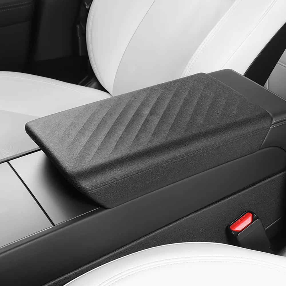 TPE Center Console Armrest Cover by TEKSY for Listed Tesla Model 3 Highland 2024–2026 and Model Y Juniper 2025–2026, Black, White and NEW Version Options