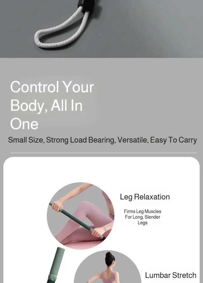 Extra Long Massage Stick for Yoga and Fitness Routines, Body Massage Tool with Back and Leg Stretching References for At-Home Relaxation