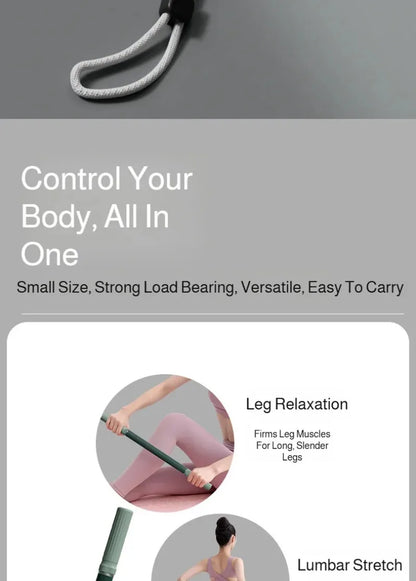 Extra Long Massage Stick for Yoga and Fitness Routines, Body Massage Tool with Back and Leg Stretching References for At-Home Relaxation