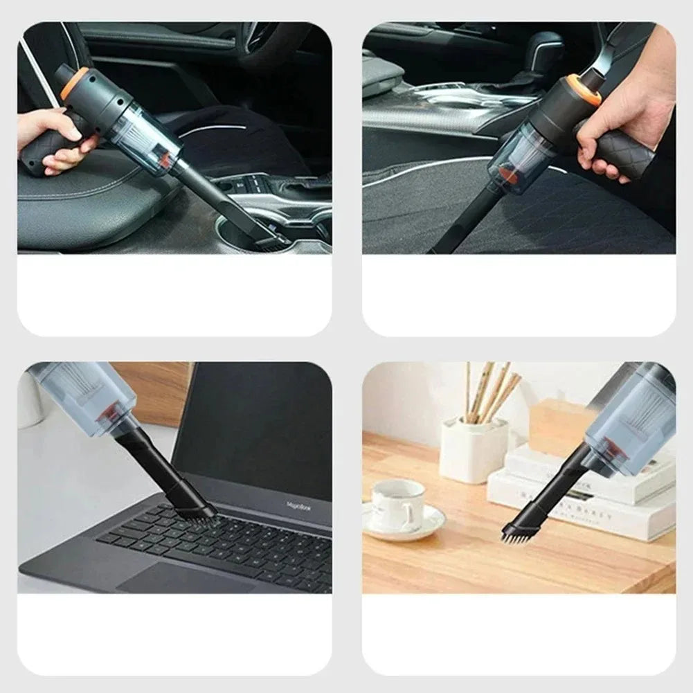Black Mini Cordless Car Vacuum Cleaner with USB Charging, Listed 1200mAh Battery and 9000Pa Suction Reference for Vehicle Interior and Household Spot Cleaning