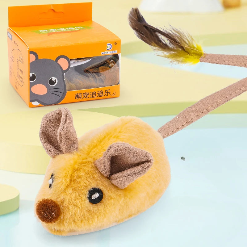 Electric Mouse Cat Toy with Touch-Sensing Wording, Grey, Yellow or Blue Rat Colors and Rechargeable, Remote-Controlled or XXL Labels for Indoor Pet Play