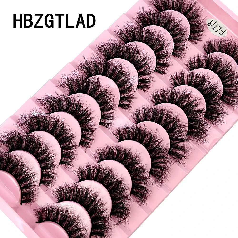 Faux Mink Strip Eyelashes in Ten-Pair Style Options, Synthetic Lash Fibers with Black Cotton Band Reference and Eighteen Codes for Everyday or Occasion Makeup