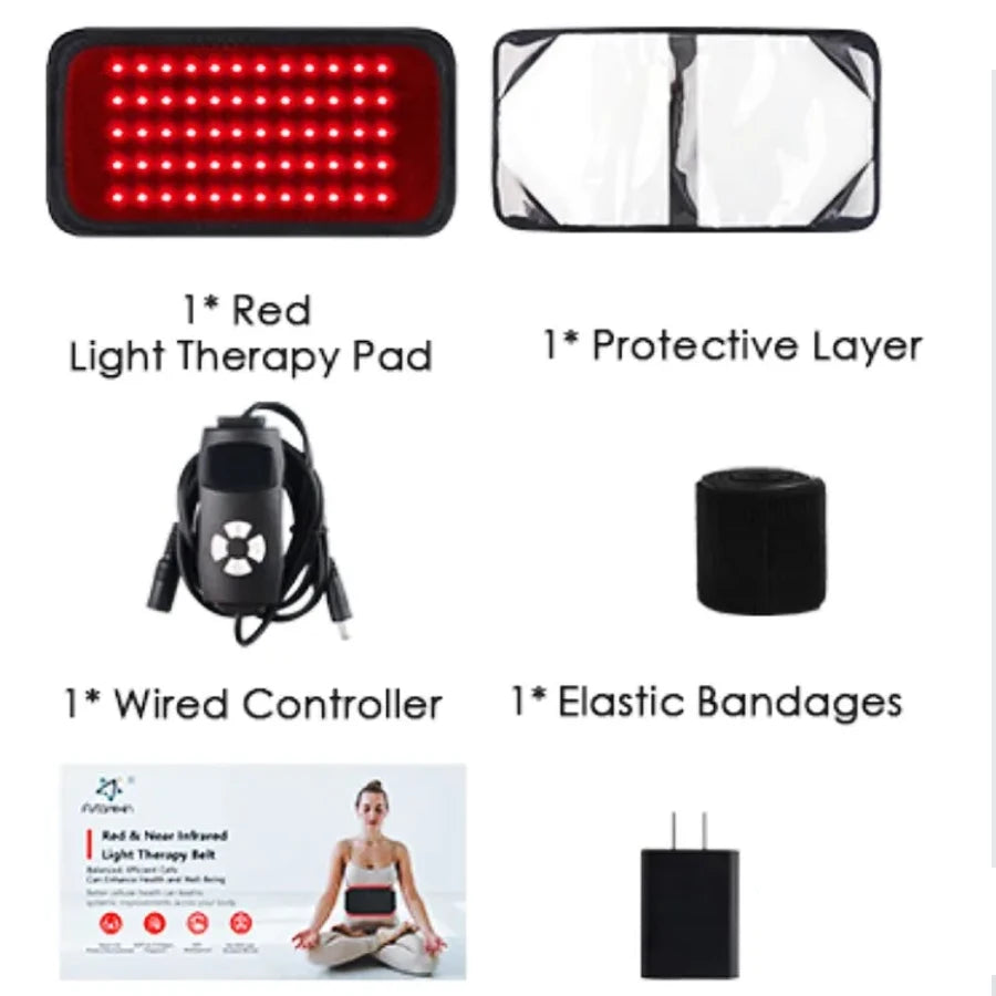 Red Light Wrap Belt with Listed 660nm and 850nm LEDs, Adjustable Elastic Band, Wired Timer Controller and Detachable Pad for Adult Personal Care