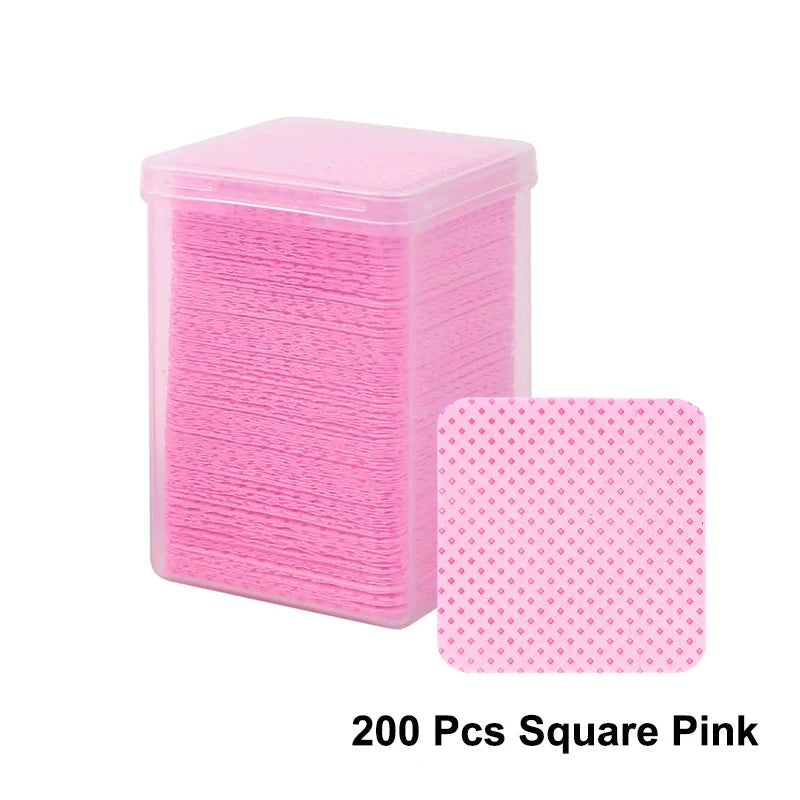 Boxed Nail Cleansing Wipes with Approximately 200 Three-Layer Nonwoven Pads, Heart or Square Shapes in Pink or White for Home and Salon Manicure Prep