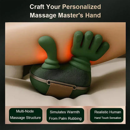 Green Rechargeable Neck and Shoulder Massager with Hands-Free Shawl Design, 3 Kneading Modes, USB Type-C Charging and 10-Minute Timer