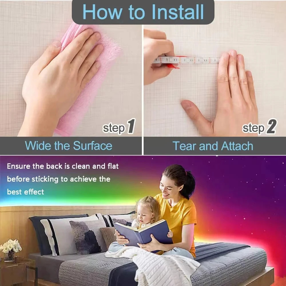 5V USB RGB LED Strip Lights with App Control and Timer, Listed Bluetooth and 24-Key Remote, Nine Length Options from 1m to 30m for Indoor Home Decoration