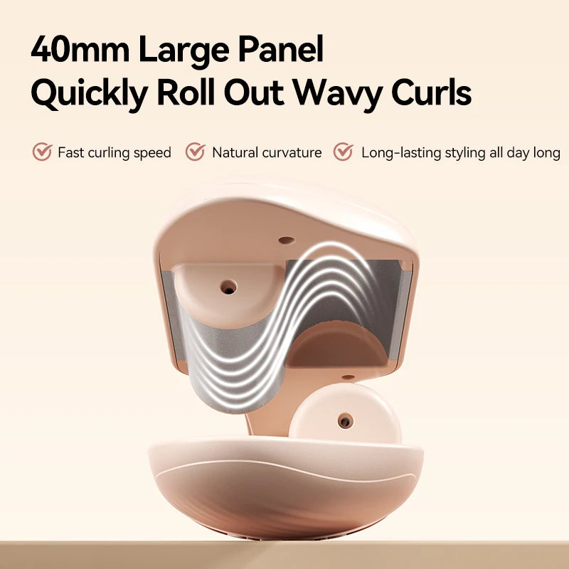 40mm Hair Waver in Beige, Corded Ceramic-Coated Wave Styling Iron with Listed Adjustable Heat, Regional Plug Choices and Without-Box Packaging Option