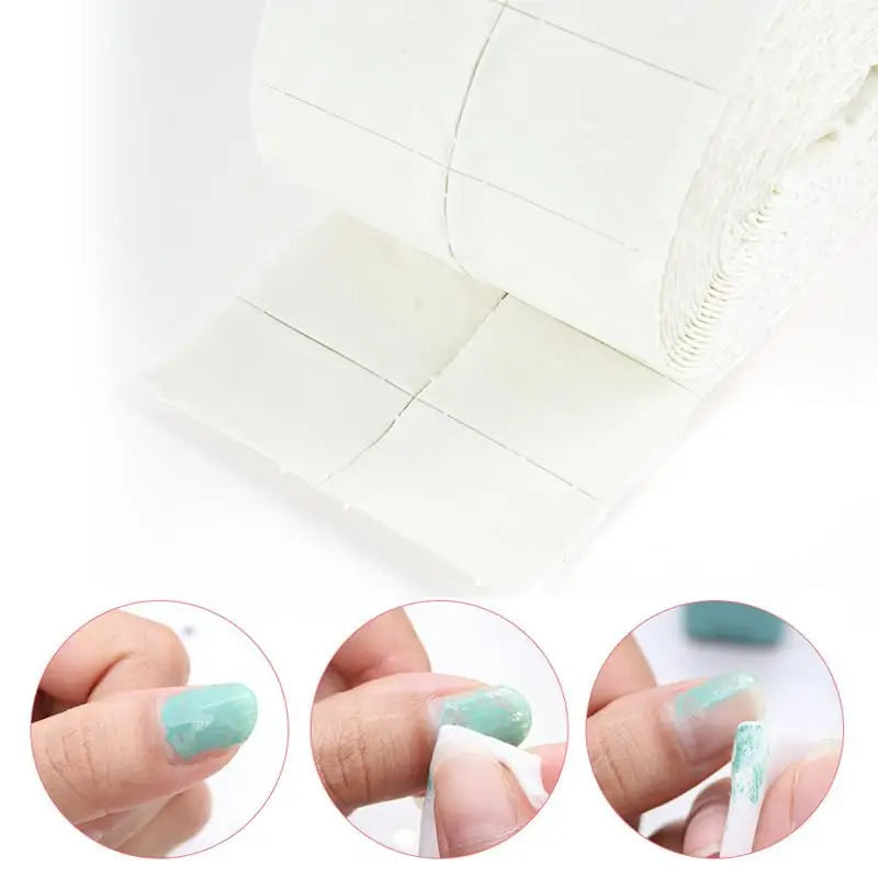 Rectangular Nail Wipe Roll in White with Listed 300 or 500-Piece Quantity References, TR66 or TR70 Options for Compatible Manicure and Makeup Cleaning