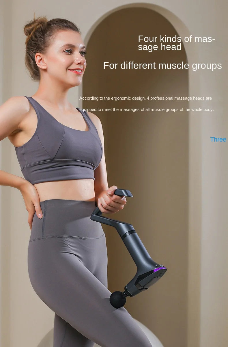 Long-Handle Massage Gun in Dark Gray with 1500mAh Battery, Type-C Charging and Listed 2600–3300rpm Motor Speed for Adult Personal Massage Routines