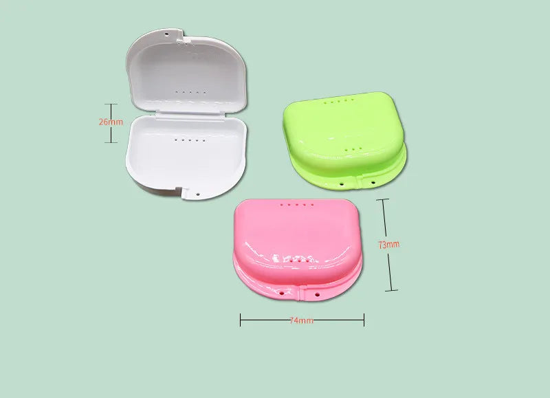 Vented Dental Storage Cases 50-Pack, Denture and Retainer Boxes with Seven Single-Color Choices or Random Mixed Colors for Compatible Removable Appliance Storage