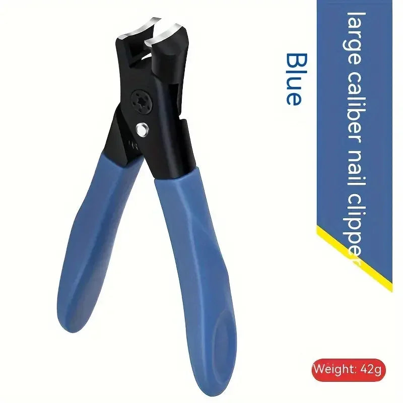 Toenail Clipper with Spring-Assisted Action and Curved Blade, Stainless Steel Reference with Black and Blue Options for Adult Home Pedicure Grooming