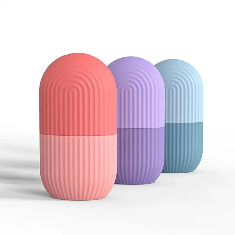 Facial Ice Massage Capsule with Listed Silicone Mold Design, Single Beauty Tool in Eight Color Options for Adult At-Home Cooling Self-Care Routines