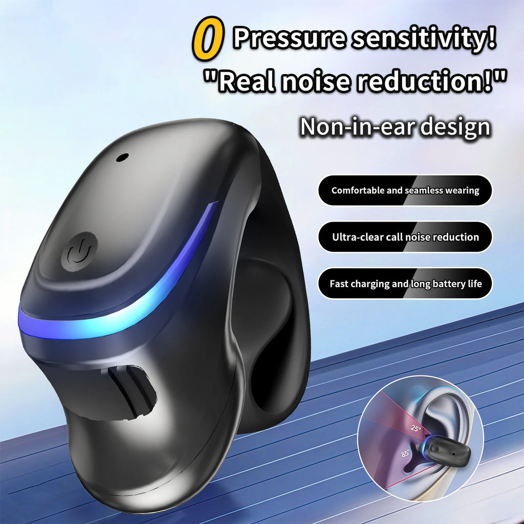 Single Ear Clip Earphone with Listed Bluetooth 5.3 Wireless Connectivity, Black or White Options and Sport-Style Headset Design for Personal Audio