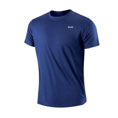 Men's Round Neck Workout T-Shirt with Short Sleeves, Listed Quick-Dry Moisture-Wicking Lightweight Gym and Running Top in Eight Colors, Asian Sizes M to 4XL