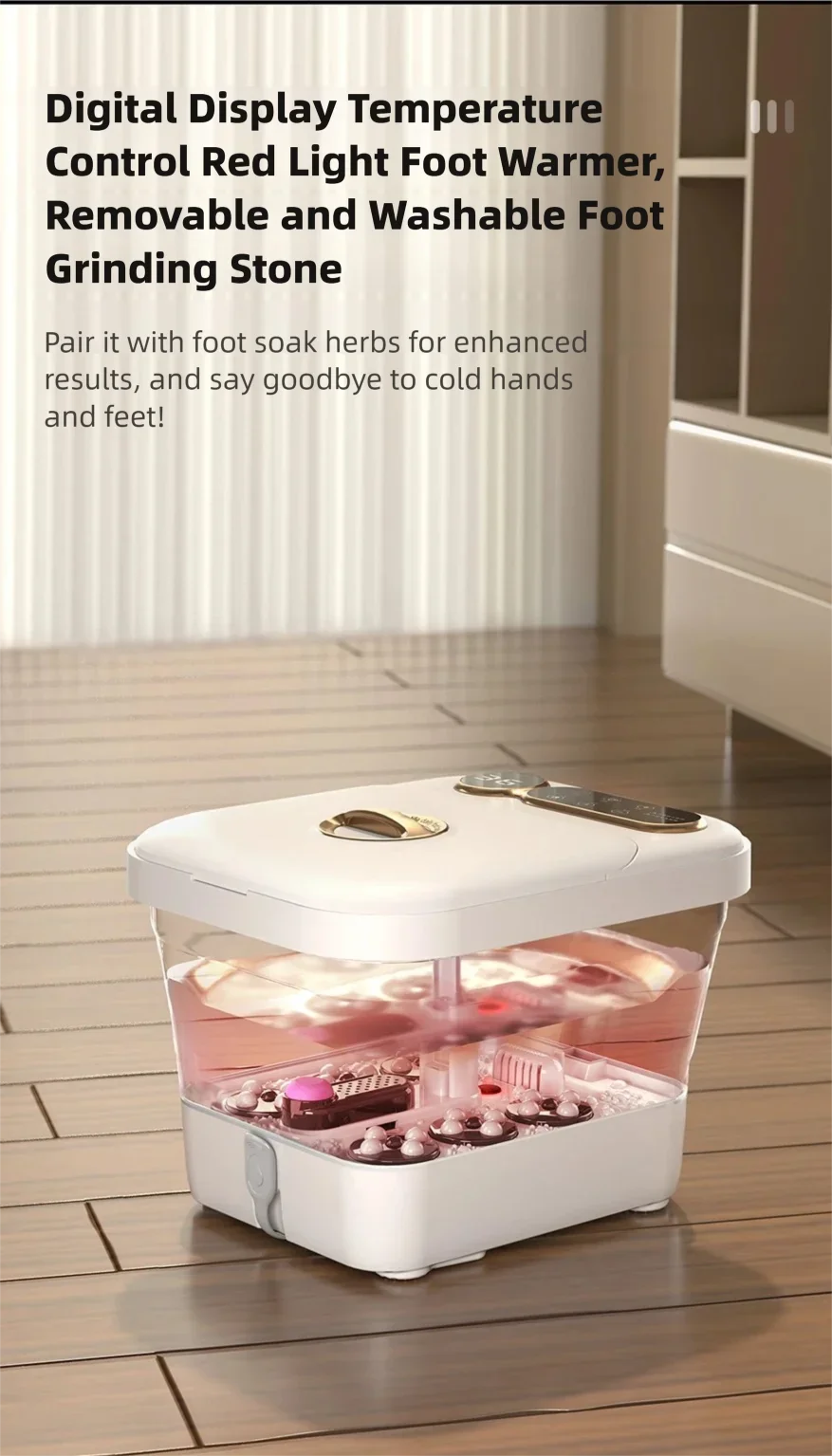 Heated Foldable Foot Spa H9802A with Listed Touch Controls, Temperature Settings and Detachable Roller Massage Plate for Home Foot Care, EU Plug Option