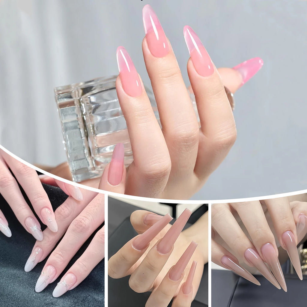 Clear Sandwich Nail Dual Forms by Nailpop with Listed 240-Piece Quantity, Coffin or Oval Options for French Manicure and Builder Gel Nail Extensions