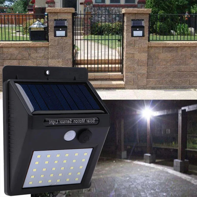 Outdoor Solar Wall Light Options for Garden Fences, Courtyards and Exterior Walls, with Listed 6-LED Non-Sensor and 30-LED PIR Motion Sensor Designs