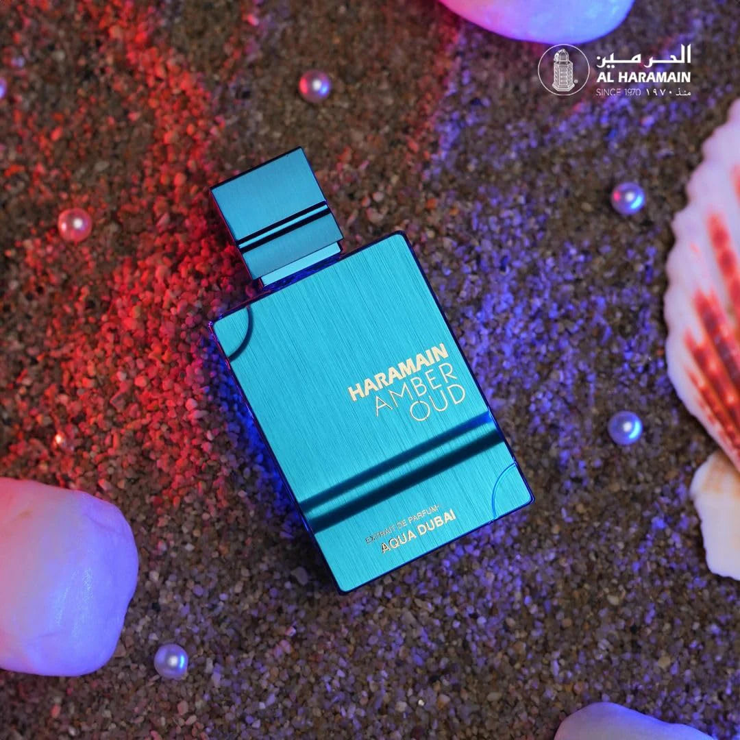 Amber Oud Aqua Dubai Unisex Perfume, Listed Al Haramain 2.0 oz Fragrance with Bergamot, Mandarin, Fruity Amber, Vanilla and Musk Notes for Personal Wear