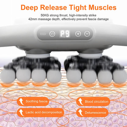 42-Head Body Massage Gun with Nine Modes and Nine Intensity Levels, Listed 2000mAh Battery, Type-C Charging and 10-Minute Timer in White or Black