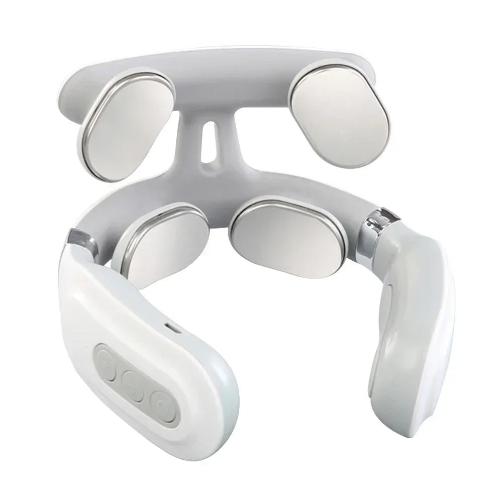 100V JP Plug Neck Massager with Listed USB Rechargeable Design, Four-Head Heating and Adjustable Intensity for Adult Relaxation, Compatibility Check Required