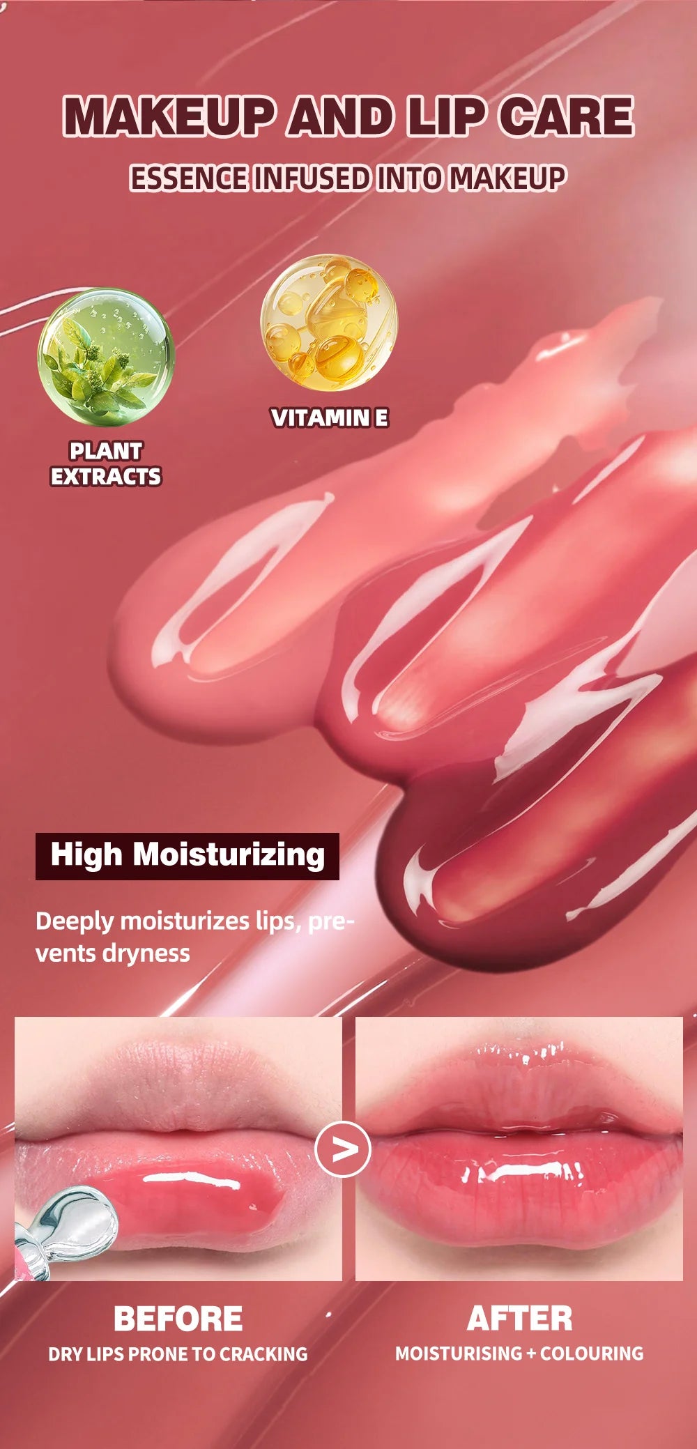 Hydrating Lip Gloss for Women, Moisturizing Lip Glaze with Four Numbered Color Options for Everyday Makeup and Special-Occasion Beauty Looks